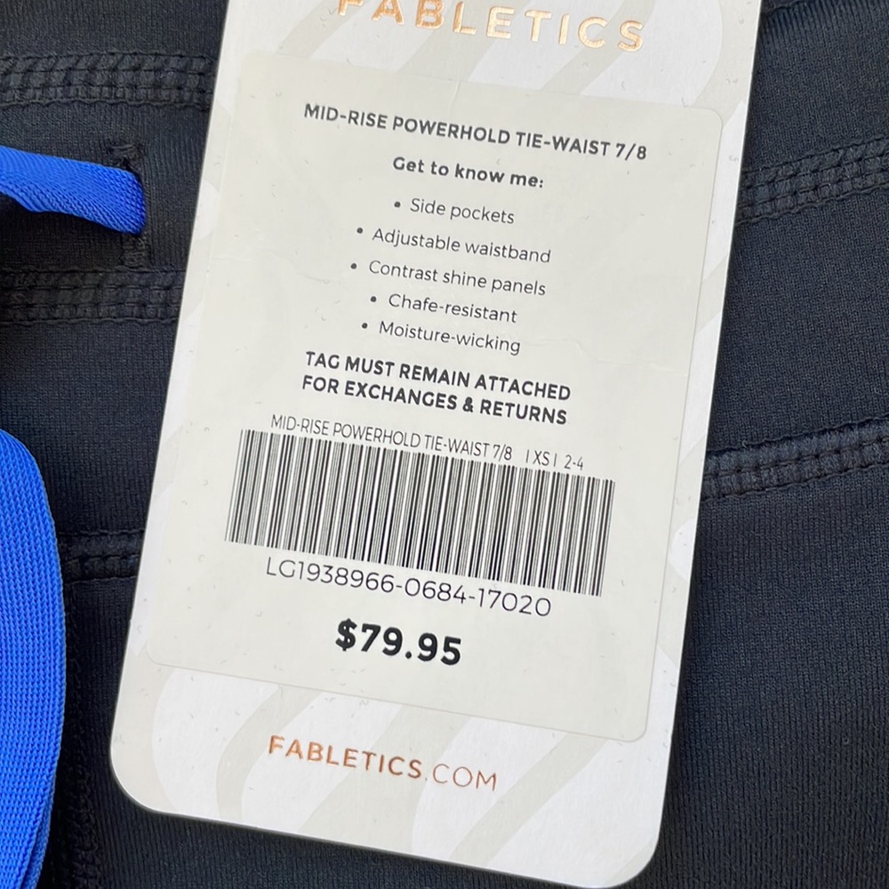 Fabletics Powerhold Black w Blue Stripe 7/8 Legging - Picture 8 of 9